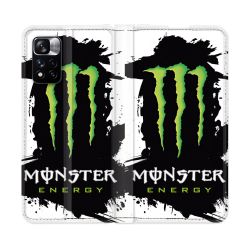Housse cuir portefeuille Pour Xiaomi Redmi Note 11 Pro / 11 Pro 5G Monster Energy Tache