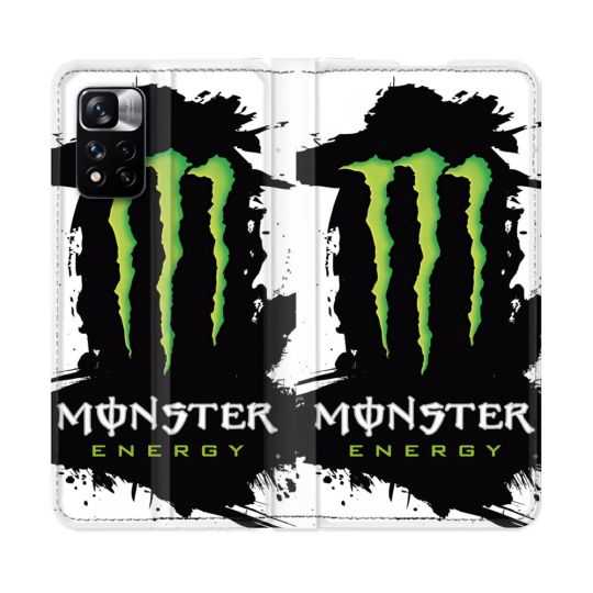 Housse cuir portefeuille Pour Xiaomi Redmi Note 11 Pro / 11 Pro 5G Monster Energy Tache