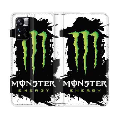 Housse cuir portefeuille Pour Xiaomi Redmi Note 11 Pro / 11 Pro 5G Monster Energy Tache