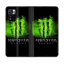 Housse cuir portefeuille Pour Xiaomi Redmi Note 11 Pro / 11 Pro 5G Monster Energy Vert