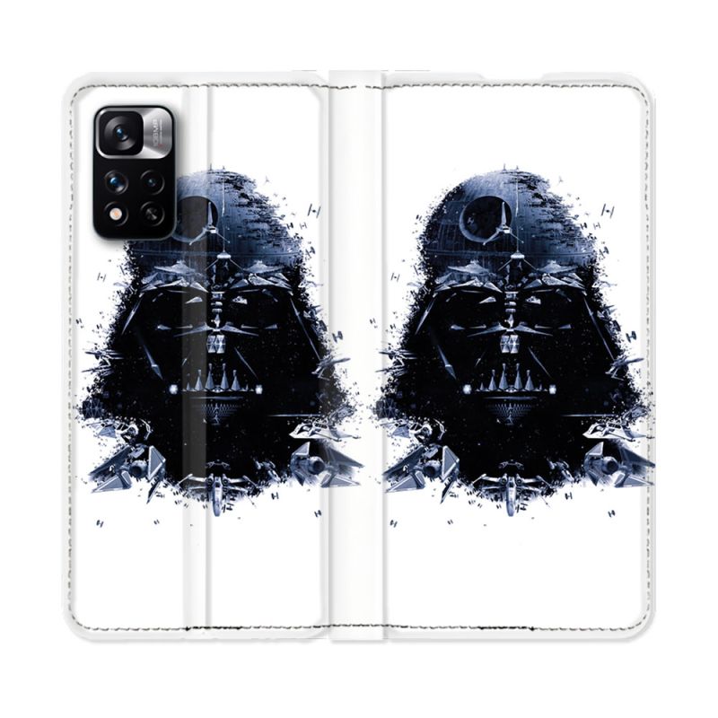 Housse cuir portefeuille Pour Xiaomi Redmi Note 11 Pro / 11 Pro 5G Star Wars - Dark Vador Blanc