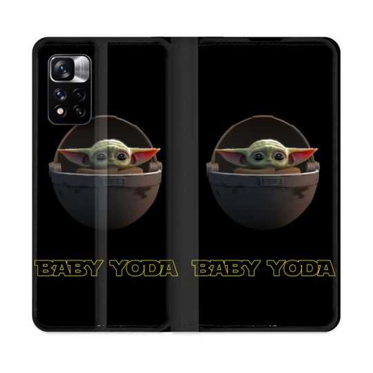 Housse cuir portefeuille Pour Xiaomi Redmi Note 11 Pro / 11 Pro 5G Star Wars - Yoda bebe noir