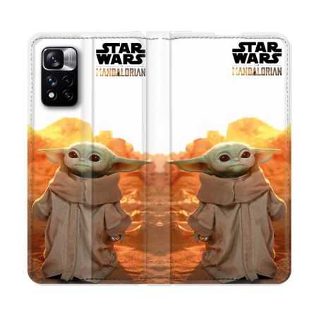 Housse cuir portefeuille Pour Xiaomi Redmi Note 11 Pro / 11 Pro 5G Star Wars - Yoda bebe soleil
