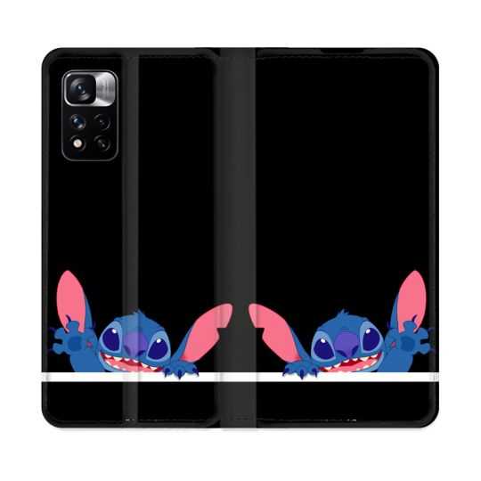 Housse cuir portefeuille Pour Xiaomi Redmi Note 11 Pro / 11 Pro 5G Stitch Noir