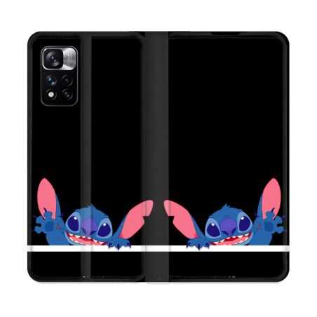 Housse cuir portefeuille Pour Xiaomi Redmi Note 11 Pro / 11 Pro 5G Stitch Noir