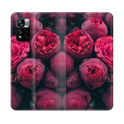 Housse cuir portefeuille Pour Xiaomi Redmi Note 11 Pro / 11 Pro 5G Fleur Pivoine