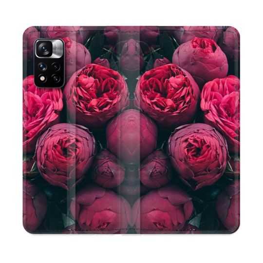 Housse cuir portefeuille Pour Xiaomi Redmi Note 11 Pro / 11 Pro 5G Fleur Pivoine