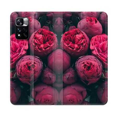 Housse cuir portefeuille Pour Xiaomi Redmi Note 11 Pro / 11 Pro 5G Fleur Pivoine