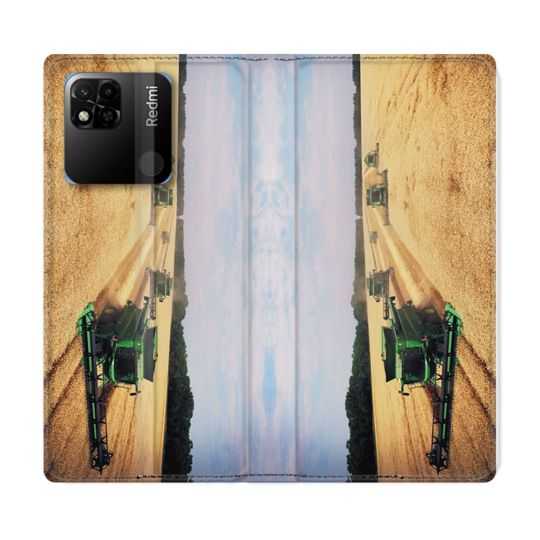 Housse cuir portefeuille Pour Xiaomi Redmi 10A Agriculture Moissonneuse