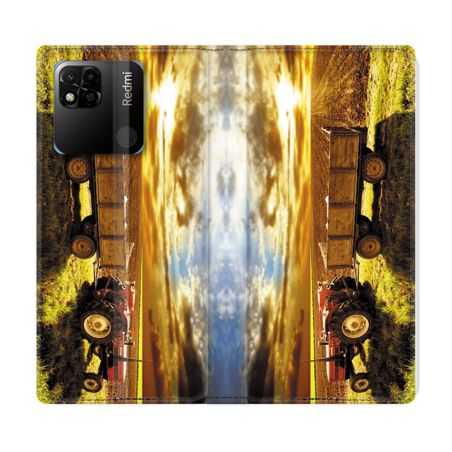 Housse cuir portefeuille Pour Xiaomi Redmi 10A Agriculture Tracteur Color