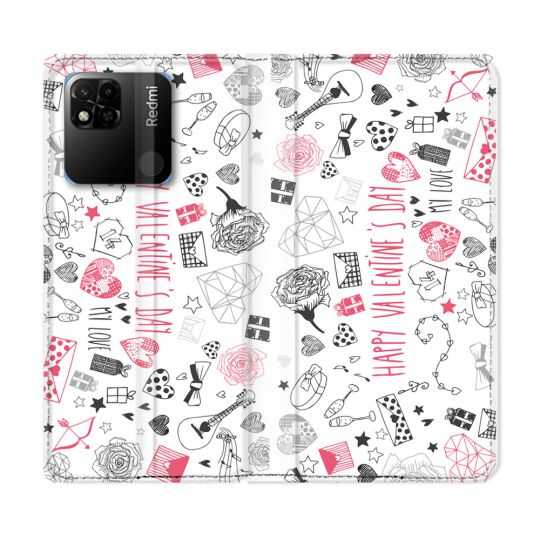 Housse cuir portefeuille Pour Xiaomi Redmi 10A Amour Valentines