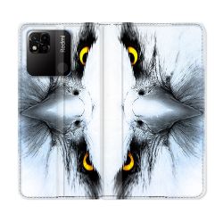 Housse cuir portefeuille Pour Xiaomi Redmi 10A Animal Aigle Royal Blanc