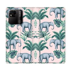 Housse cuir portefeuille Pour Xiaomi Redmi 10A Animal Elephant Pattern