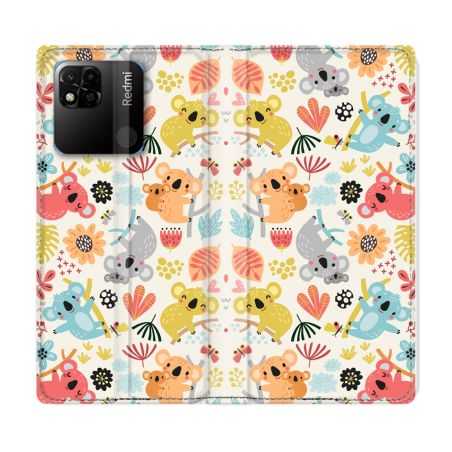 Housse cuir portefeuille Pour Xiaomi Redmi 10A Animal Koala Pattern