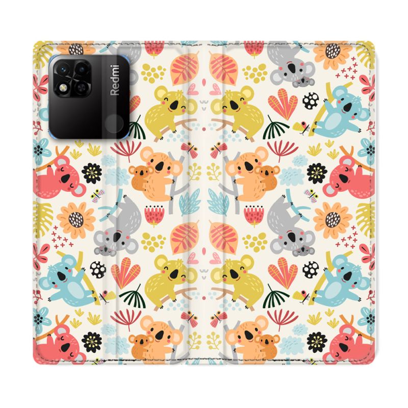 Housse cuir portefeuille Pour Xiaomi Redmi 10A Animal Koala Pattern