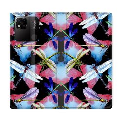 Housse cuir portefeuille Pour Xiaomi Redmi 10A Animal Libellule