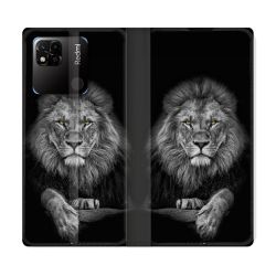 Housse cuir portefeuille Pour Xiaomi Redmi 10A Animal Lion Majestueux