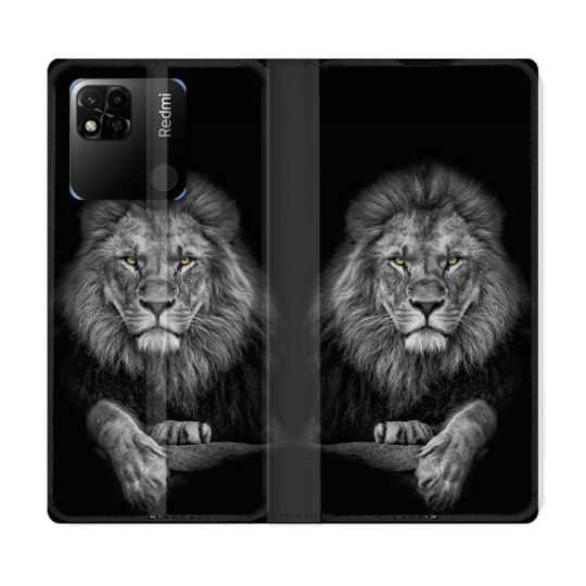 Housse cuir portefeuille Pour Xiaomi Redmi 10A Animal Lion Majestueux