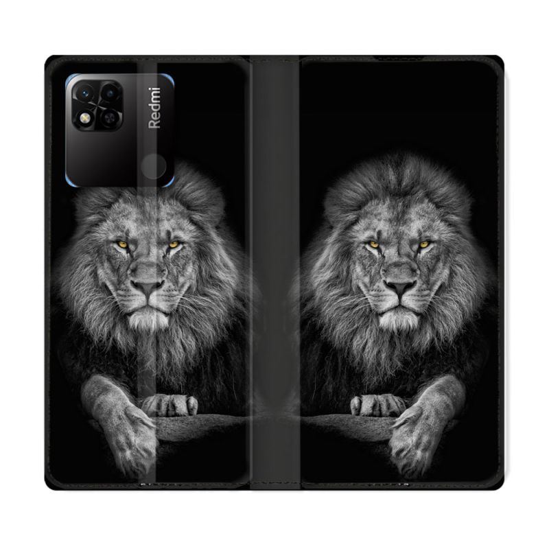 Housse cuir portefeuille Pour Xiaomi Redmi 10A Animal Lion Majestueux