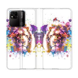 Housse cuir portefeuille Pour Xiaomi Redmi 10A Animal Lion Tag