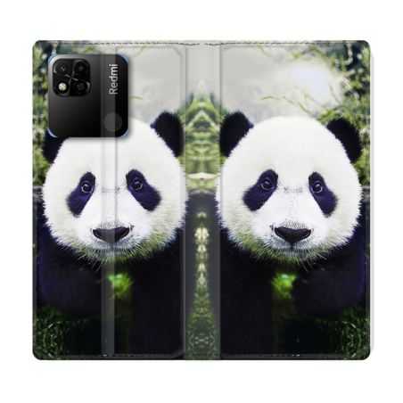 Housse cuir portefeuille Pour Xiaomi Redmi 10A Animal Panda Color