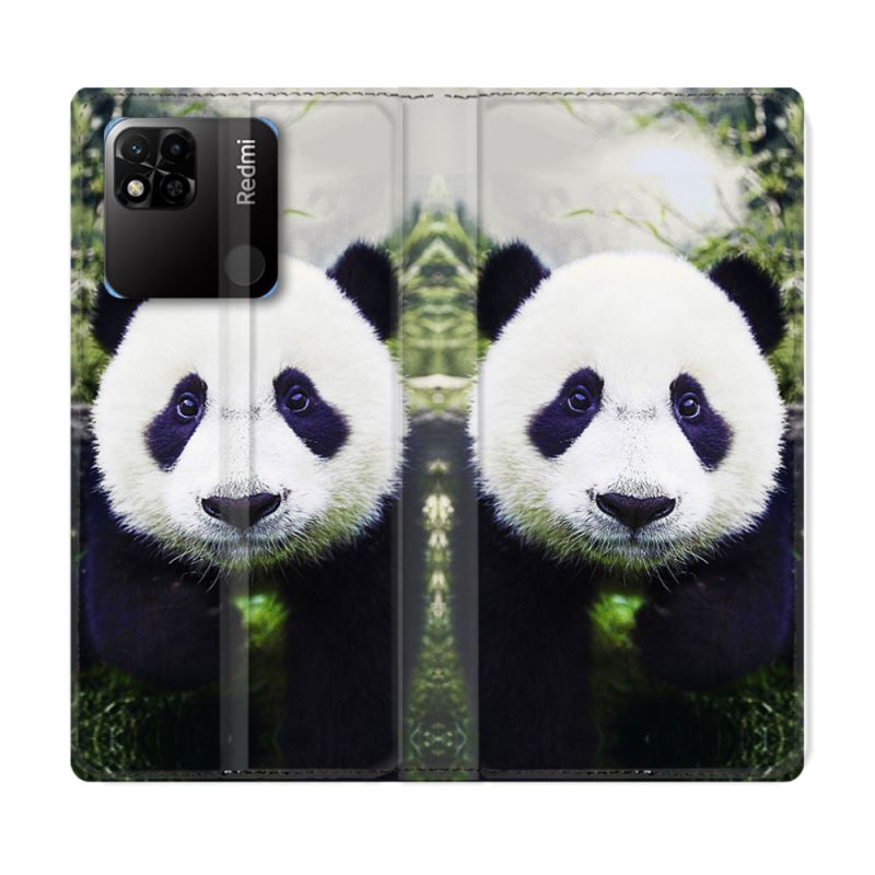 Housse cuir portefeuille Pour Xiaomi Redmi 10A Animal Panda Color