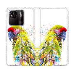 Housse cuir portefeuille Pour Xiaomi Redmi 10A Animal Perroquet Jaune
