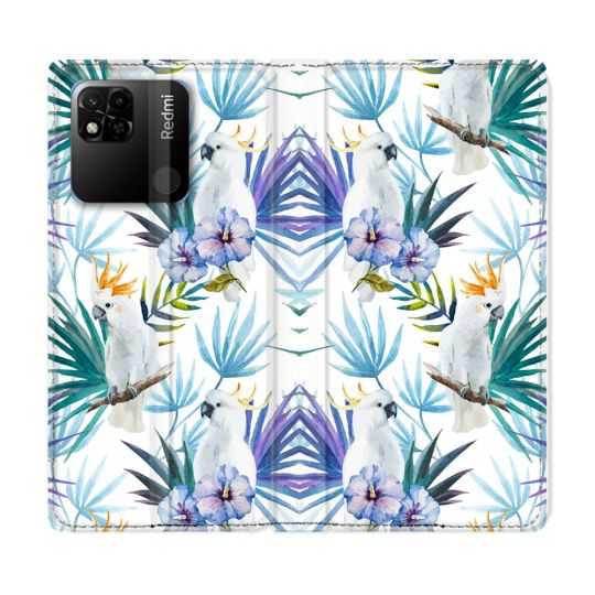 Housse cuir portefeuille Pour Xiaomi Redmi 10A Animal Perroquet Peinture