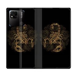 Housse cuir portefeuille Pour Xiaomi Redmi 10A Animal Scorpion Fresque