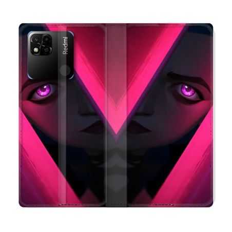 Housse cuir portefeuille Pour Xiaomi Redmi 10A Arcane Jynx Rose