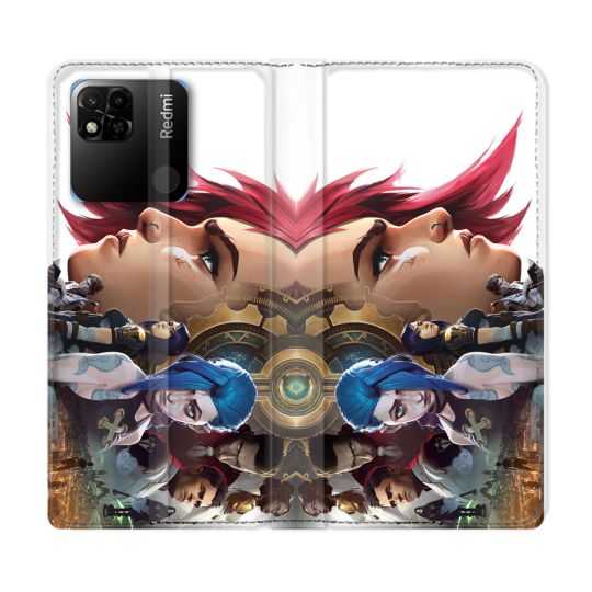 Housse cuir portefeuille Pour Xiaomi Redmi 10A Arcane Jynx Sœur