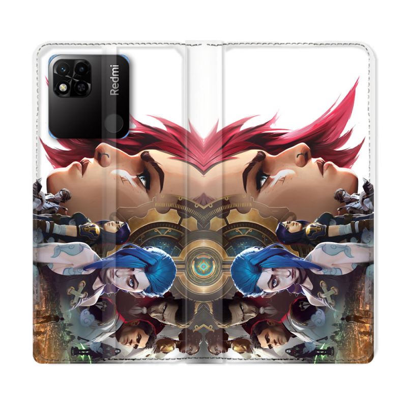 Housse cuir portefeuille Pour Xiaomi Redmi 10A Arcane Jynx Sœur