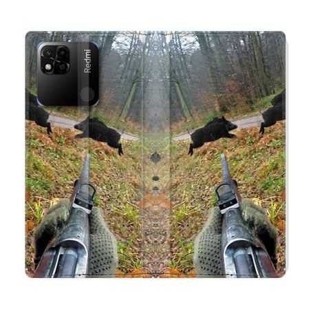 Housse cuir portefeuille Pour Xiaomi Redmi 10A Chasse Vision Tir