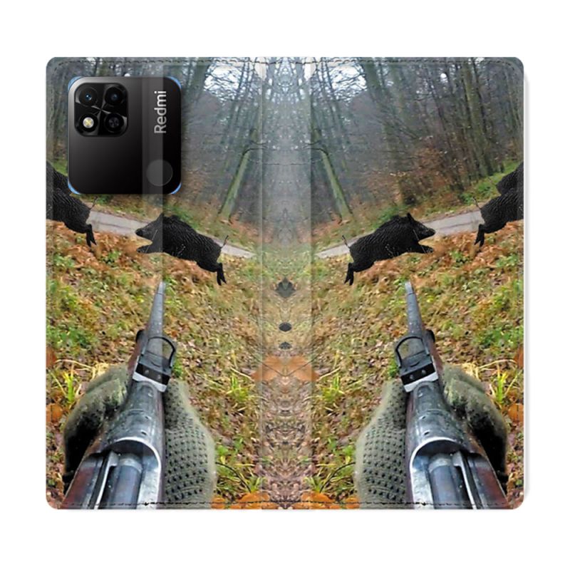 Housse cuir portefeuille Pour Xiaomi Redmi 10A Chasse Vision Tir