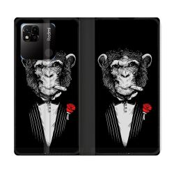 Housse cuir portefeuille Pour Xiaomi Redmi 10A Decale Singe Mafia
