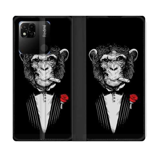 Housse cuir portefeuille Pour Xiaomi Redmi 10A Decale Singe Mafia