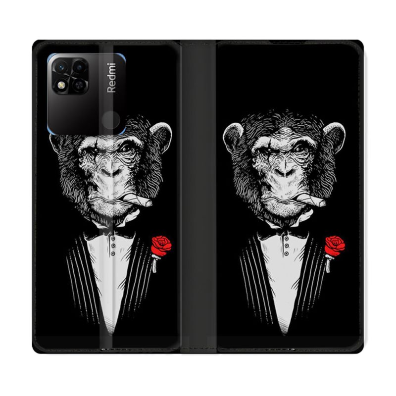 Housse cuir portefeuille Pour Xiaomi Redmi 10A Decale Singe Mafia