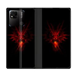 Housse cuir portefeuille Pour Xiaomi Redmi 10A Fantastique Dragon Feu