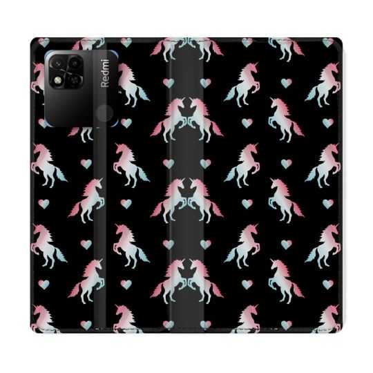 Housse cuir portefeuille Pour Xiaomi Redmi 10A Fantastique Licorne Pattern