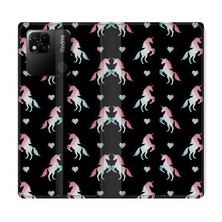 Housse cuir portefeuille Pour Xiaomi Redmi 10A Fantastique Licorne Pattern