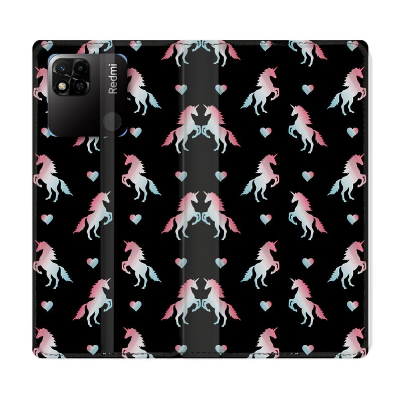 Housse cuir portefeuille Pour Xiaomi Redmi 10A Fantastique Licorne Pattern