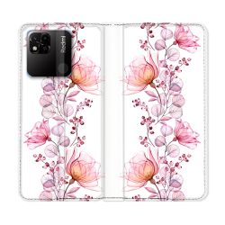 Housse cuir portefeuille Pour Xiaomi Redmi 10A Fleur Eclosion
