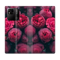 Housse cuir portefeuille Pour Xiaomi Redmi 10A Fleur Pivoine