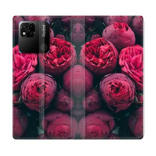 Housse cuir portefeuille Pour Xiaomi Redmi 10A Fleur Pivoine