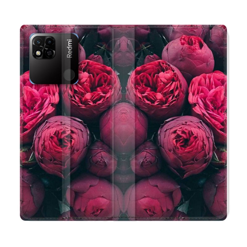 Housse cuir portefeuille Pour Xiaomi Redmi 10A Fleur Pivoine
