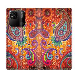 Housse cuir portefeuille Pour Xiaomi Redmi 10A Fleur Psychedelic