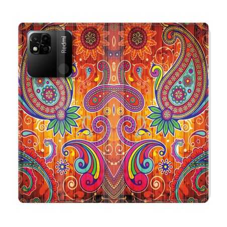 Housse cuir portefeuille Pour Xiaomi Redmi 10A Fleur Psychedelic