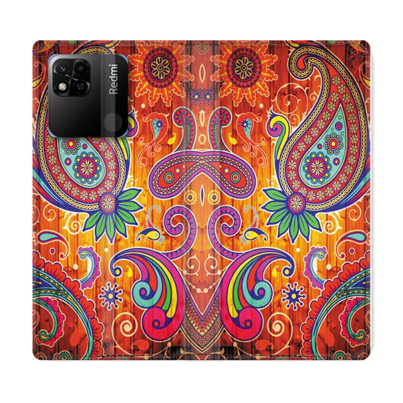 Housse cuir portefeuille Pour Xiaomi Redmi 10A Fleur Psychedelic