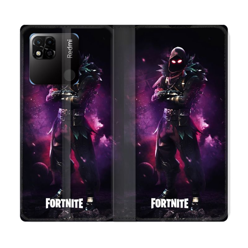 Housse cuir portefeuille Pour Xiaomi Redmi 10A Fortnite Raven