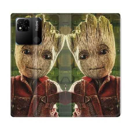 Housse cuir portefeuille Pour Xiaomi Redmi 10A Groot Vert